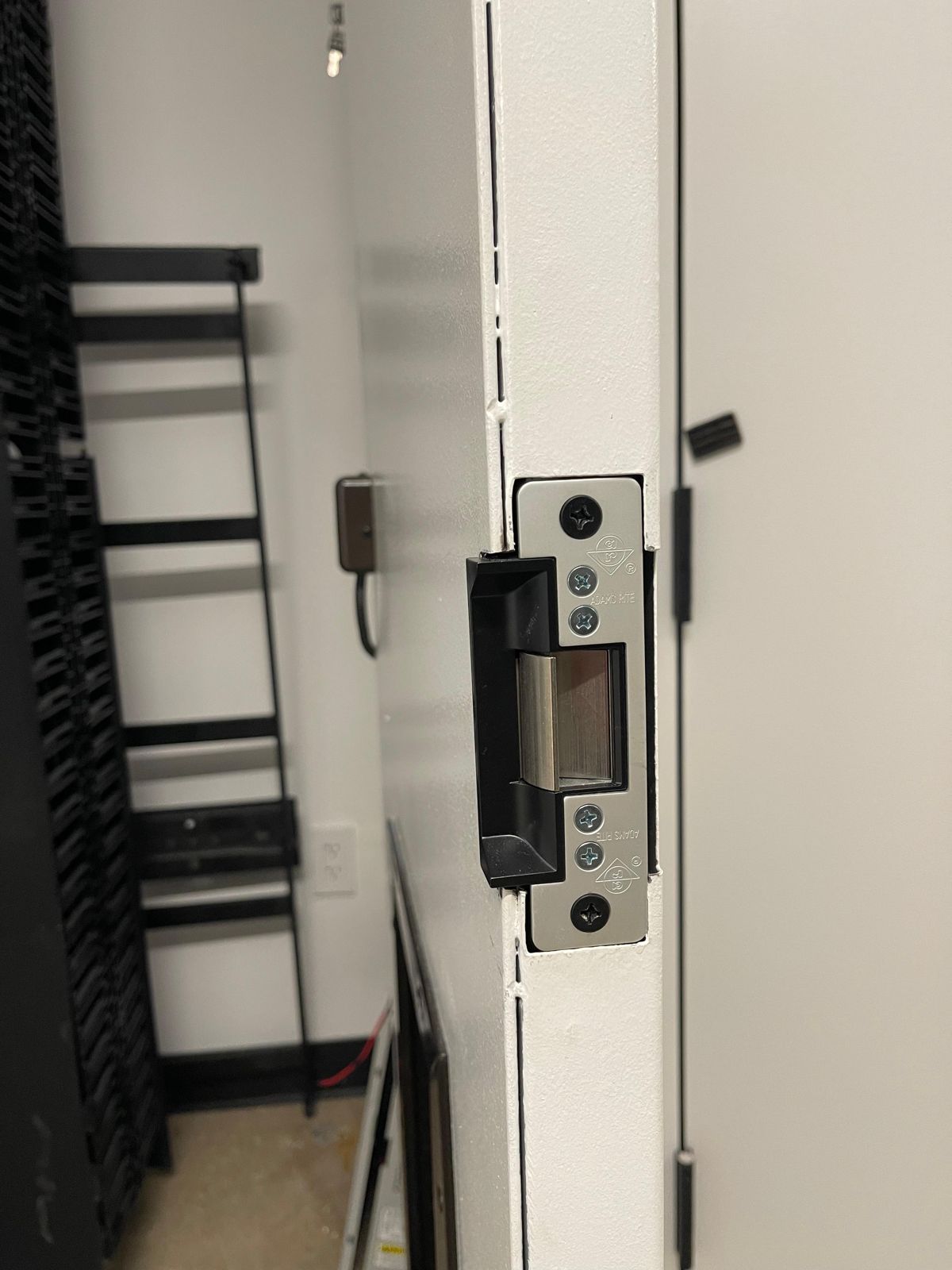 Assa Abloy electric strike installed on the data closet